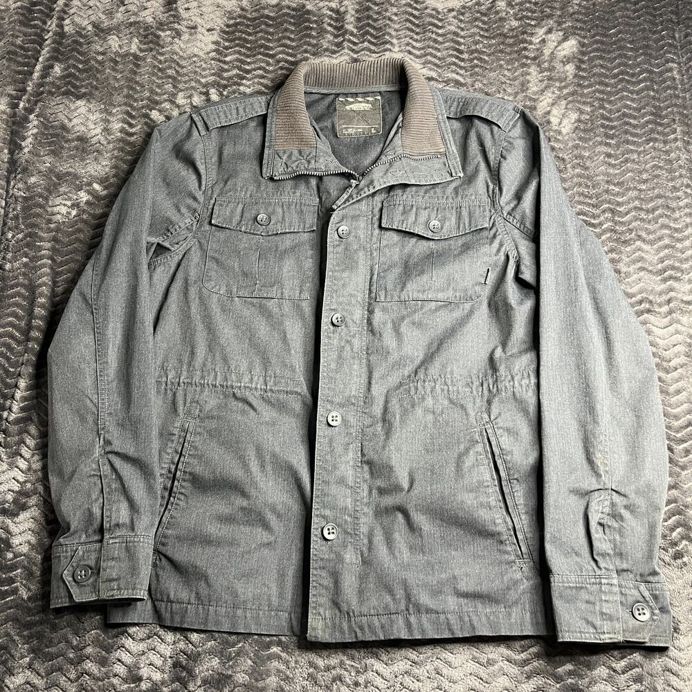 Vans Pea Coat Mens Large Long Sleeve Zip/Button Up Off The Wall Logo